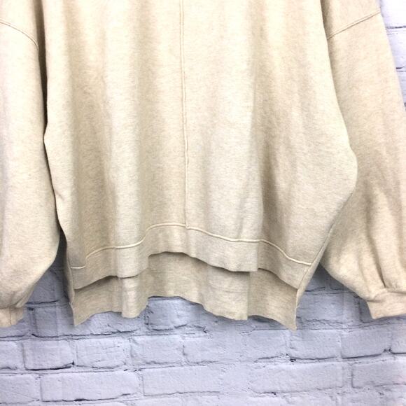 Forever 21 Drop Shoulder Boxy Oversized High Low Crew Neck Tan Pullover Sz S - Picture 3 of 12